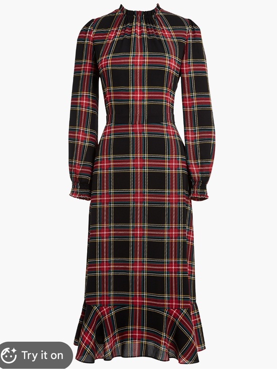 J. Crew Dresses & Skirts - J. Crew Ruffleneck peasant dress plaid midi